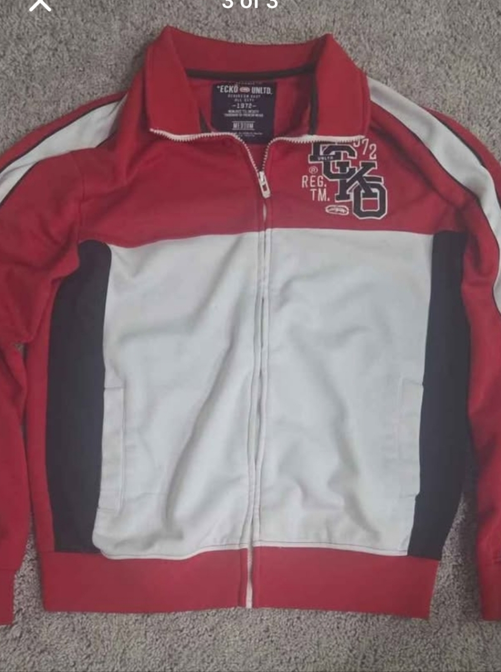 Vintage Ecko Unlimited Red White Black Colorblock Track Jacket- Medium
